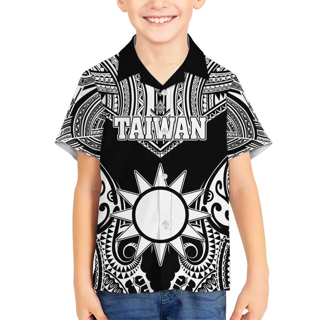 Personalised Taiwan Family Matching Short Sleeve Bodycon Dress and Hawaiian Shirt Austronesian Tribal Tattoo Black - Polynesian Pride