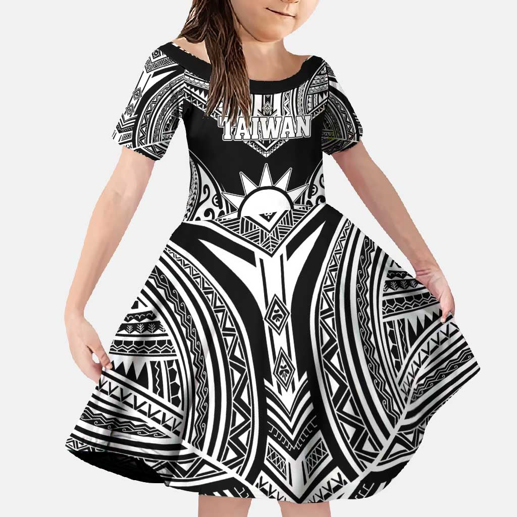 Personalised Taiwan Family Matching Tank Maxi Dress and Hawaiian Shirt Austronesian Tribal Tattoo Black - Polynesian Pride