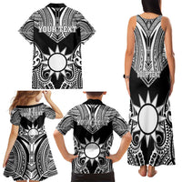 Personalised Taiwan Family Matching Tank Maxi Dress and Hawaiian Shirt Austronesian Tribal Tattoo Black - Polynesian Pride