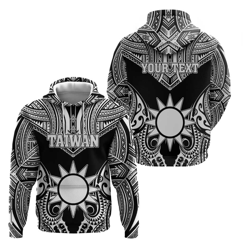 Personalised Taiwan Hoodie Austronesian Tribal Tattoo Black - Polynesian Pride