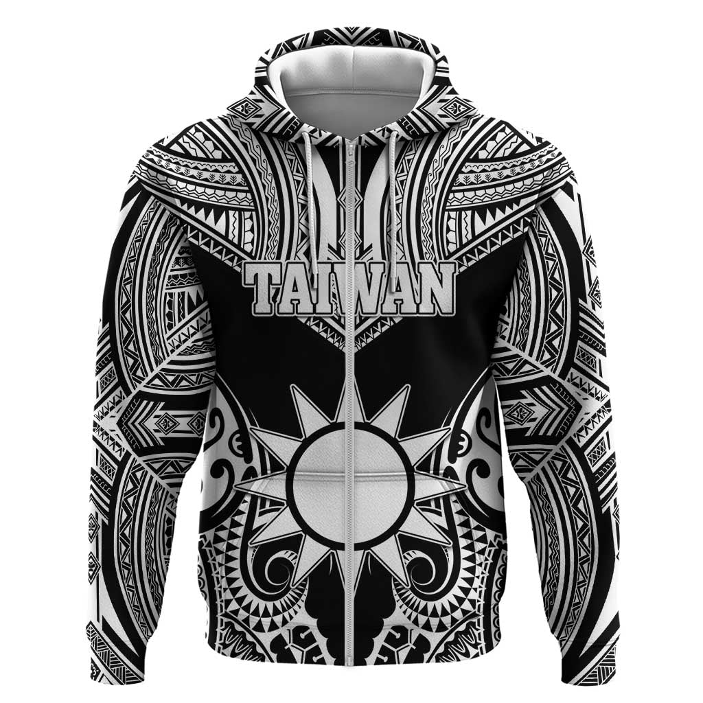 Personalised Taiwan Hoodie Austronesian Tribal Tattoo Black - Polynesian Pride