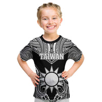 Personalised Taiwan Kid T Shirt Austronesian Tribal Tattoo Black - Polynesian Pride