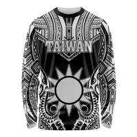Personalised Taiwan Long Sleeve Shirt Austronesian Tribal Tattoo Black - Polynesian Pride