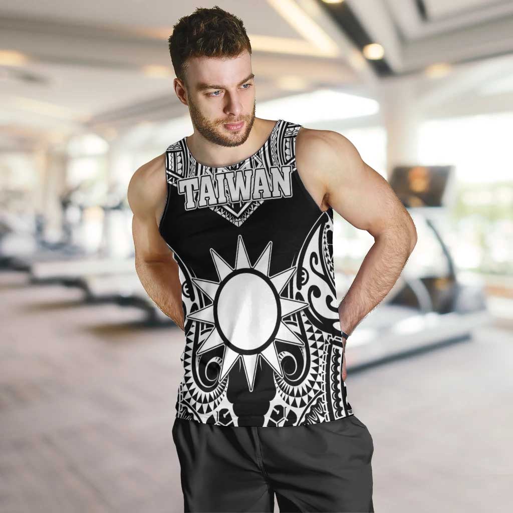 Personalised Taiwan Men Tank Top Austronesian Tribal Tattoo Black - Polynesian Pride