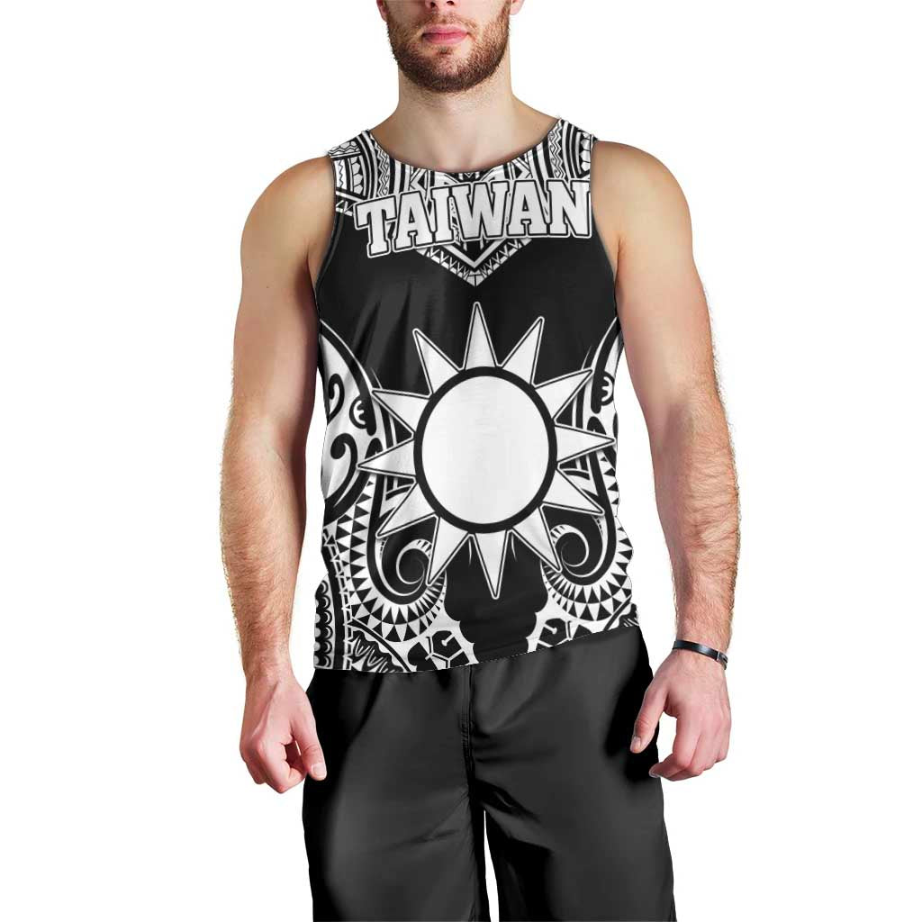 Personalised Taiwan Men Tank Top Austronesian Tribal Tattoo Black - Polynesian Pride