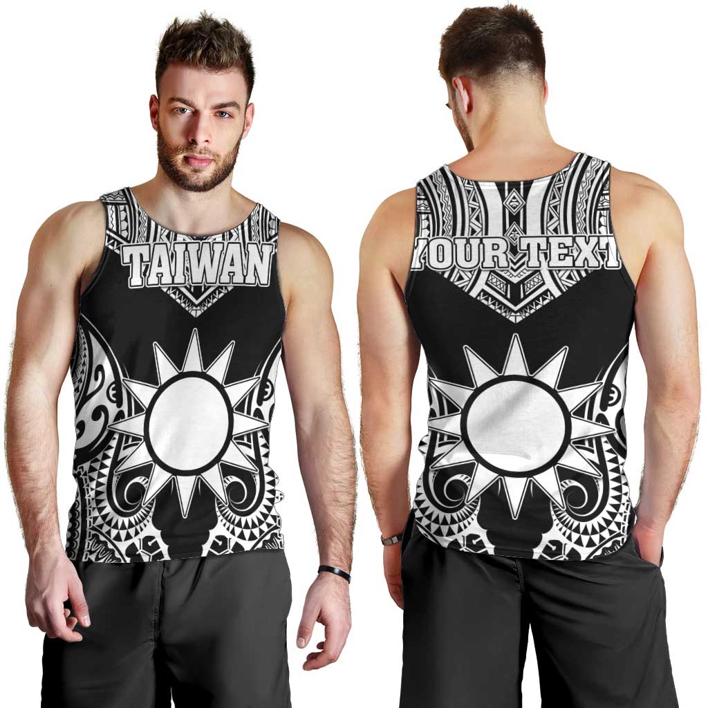 Personalised Taiwan Men Tank Top Austronesian Tribal Tattoo Black - Polynesian Pride