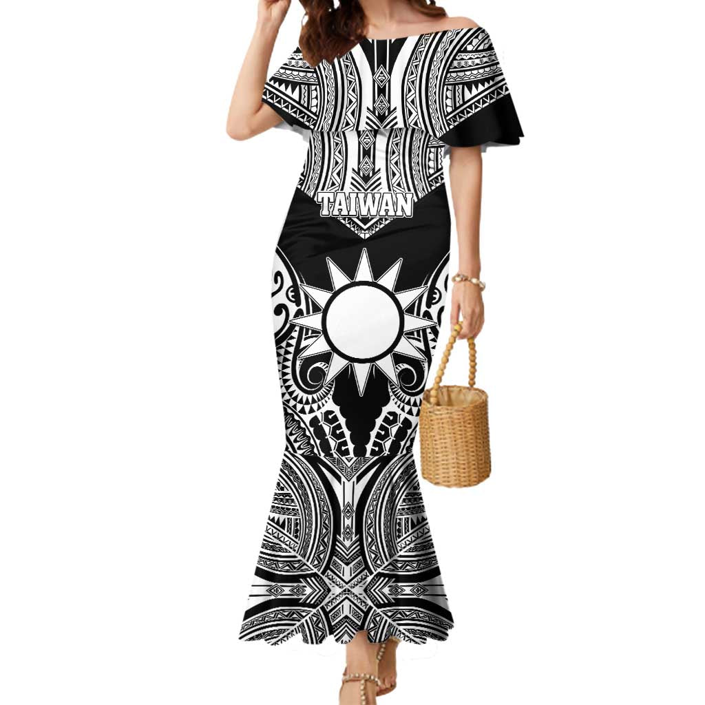Personalised Taiwan Mermaid Dress Austronesian Tribal Tattoo Black - Polynesian Pride
