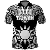Personalised Taiwan Polo Shirt Austronesian Tribal Tattoo Black - Polynesian Pride