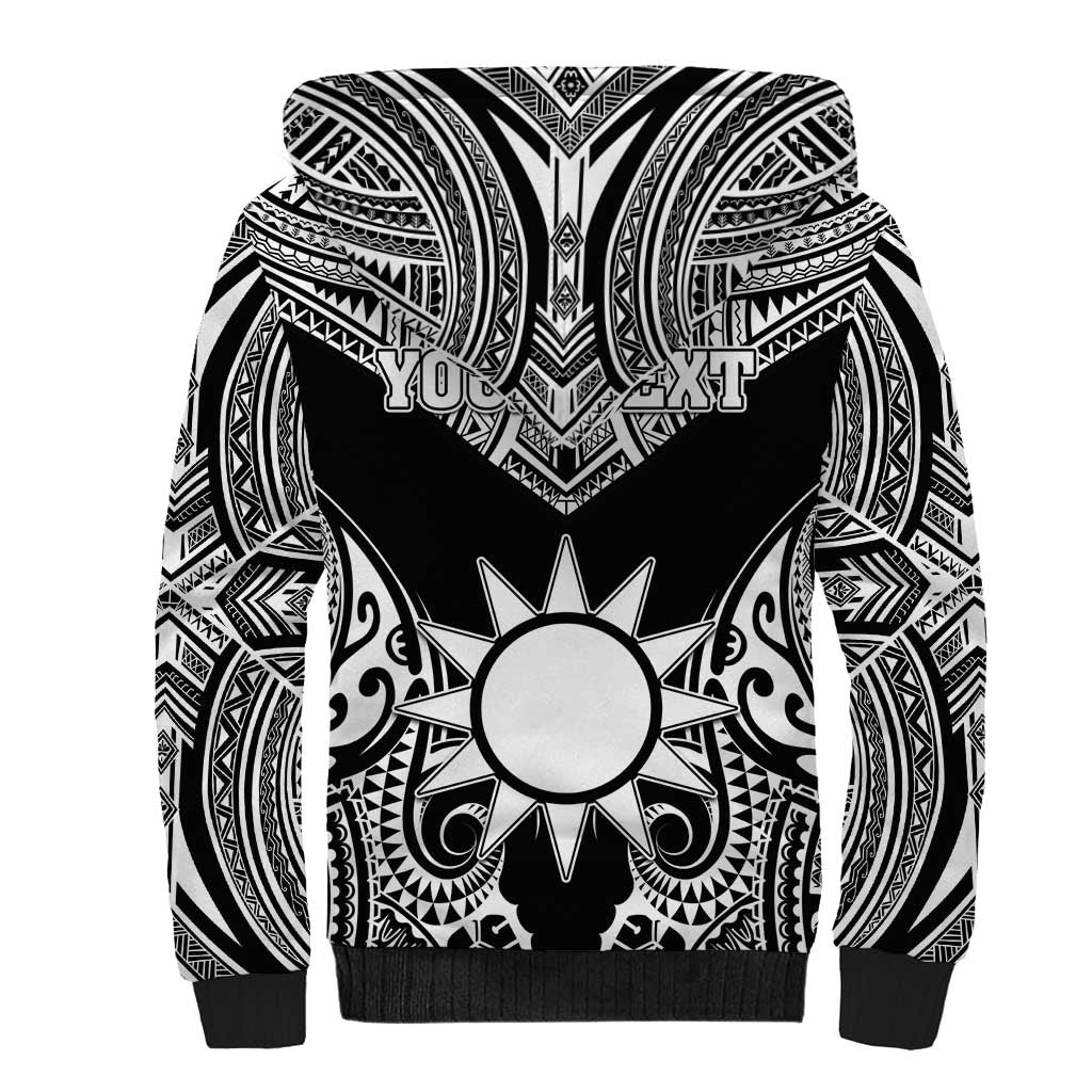 Personalised Taiwan Sherpa Hoodie Austronesian Tribal Tattoo Black - Polynesian Pride