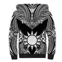 Personalised Taiwan Sherpa Hoodie Austronesian Tribal Tattoo Black - Polynesian Pride