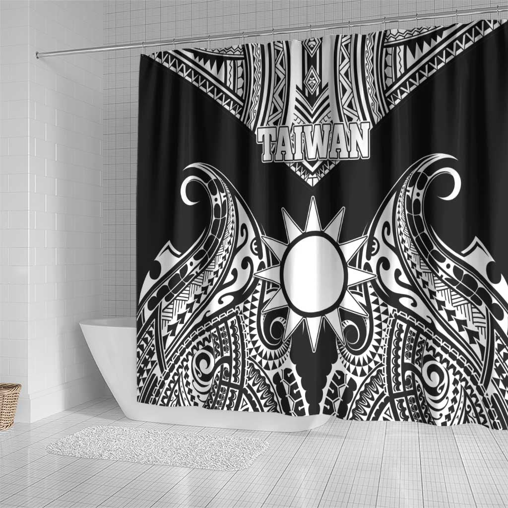 Taiwan Shower Curtain Austronesian Tribal Tattoo Black - Polynesian Pride