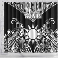 Taiwan Shower Curtain Austronesian Tribal Tattoo Black - Polynesian Pride