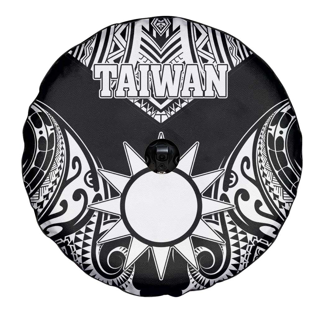 Taiwan Spare Tire Cover Austronesian Tribal Tattoo Black - Polynesian Pride