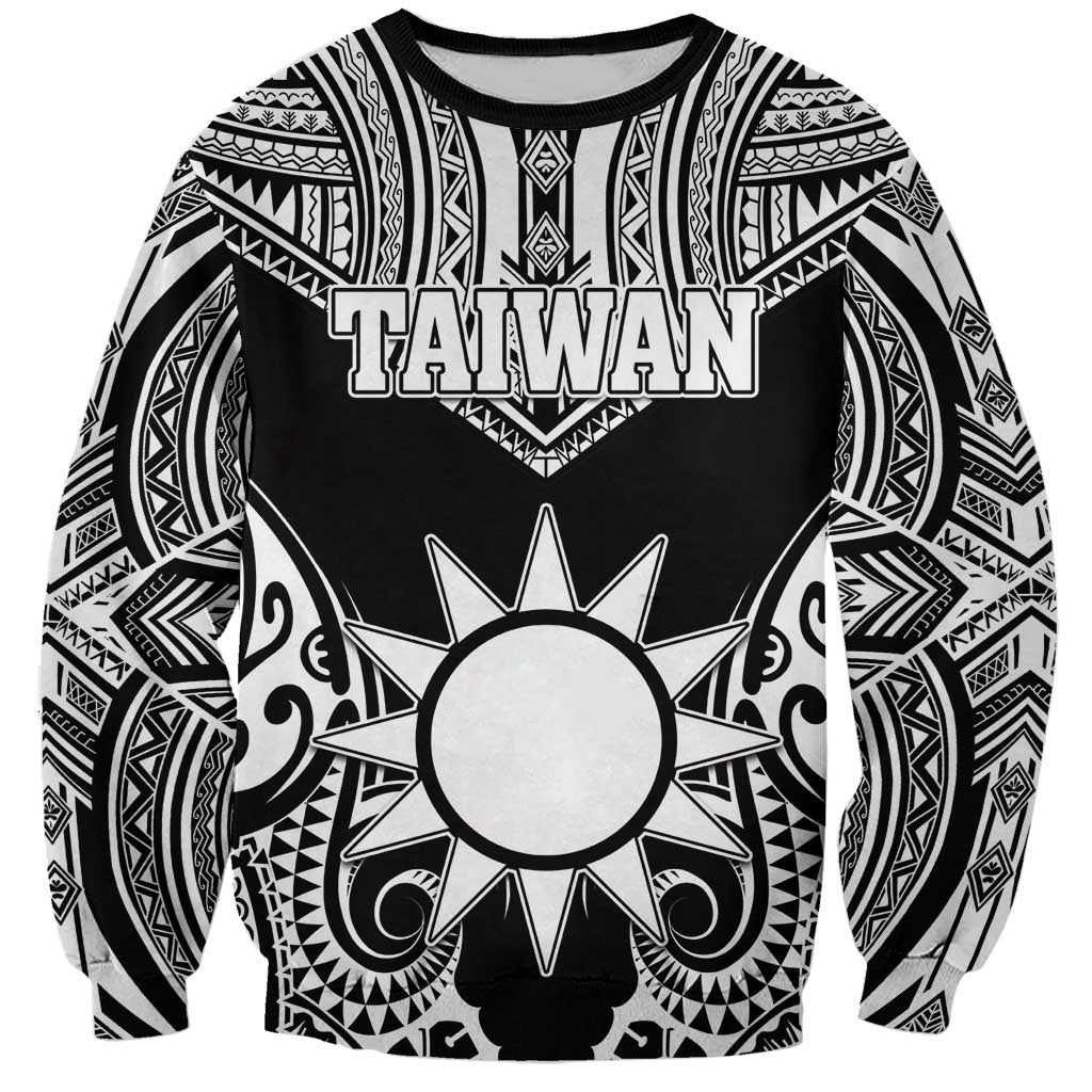 Personalised Taiwan Sweatshirt Austronesian Tribal Tattoo Black - Polynesian Pride
