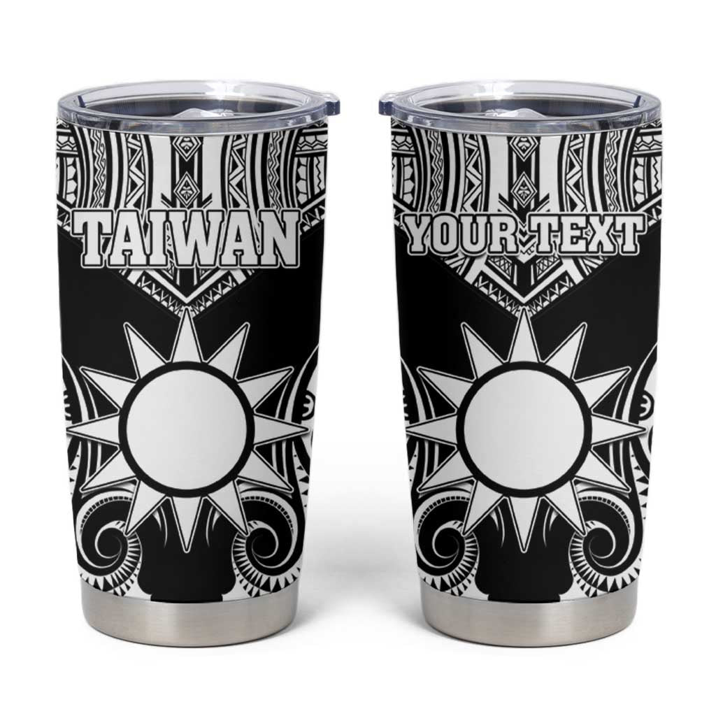 Personalised Taiwan Tumbler Cup Austronesian Tribal Tattoo Black - Polynesian Pride