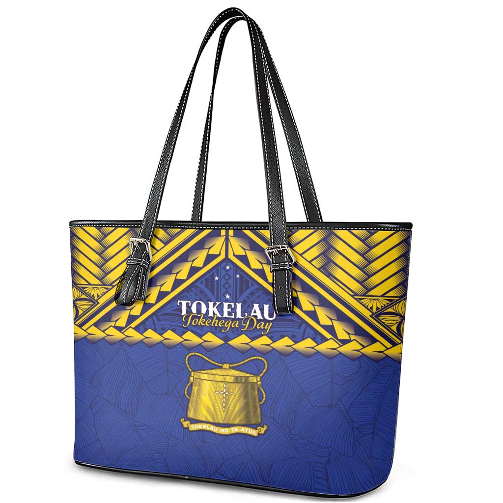 Tokelau Happy Tokehega Day Leather Tote Bag Polynesian Tribal Tattoo