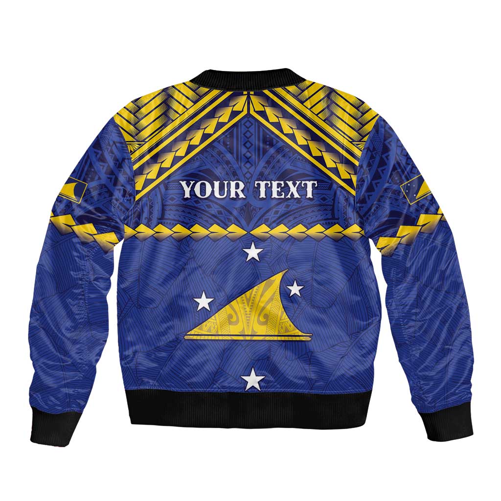Personalised Tokelau Happy Tokehega Day Sleeve Zip Bomber Jacket Polynesian Tribal Tattoo