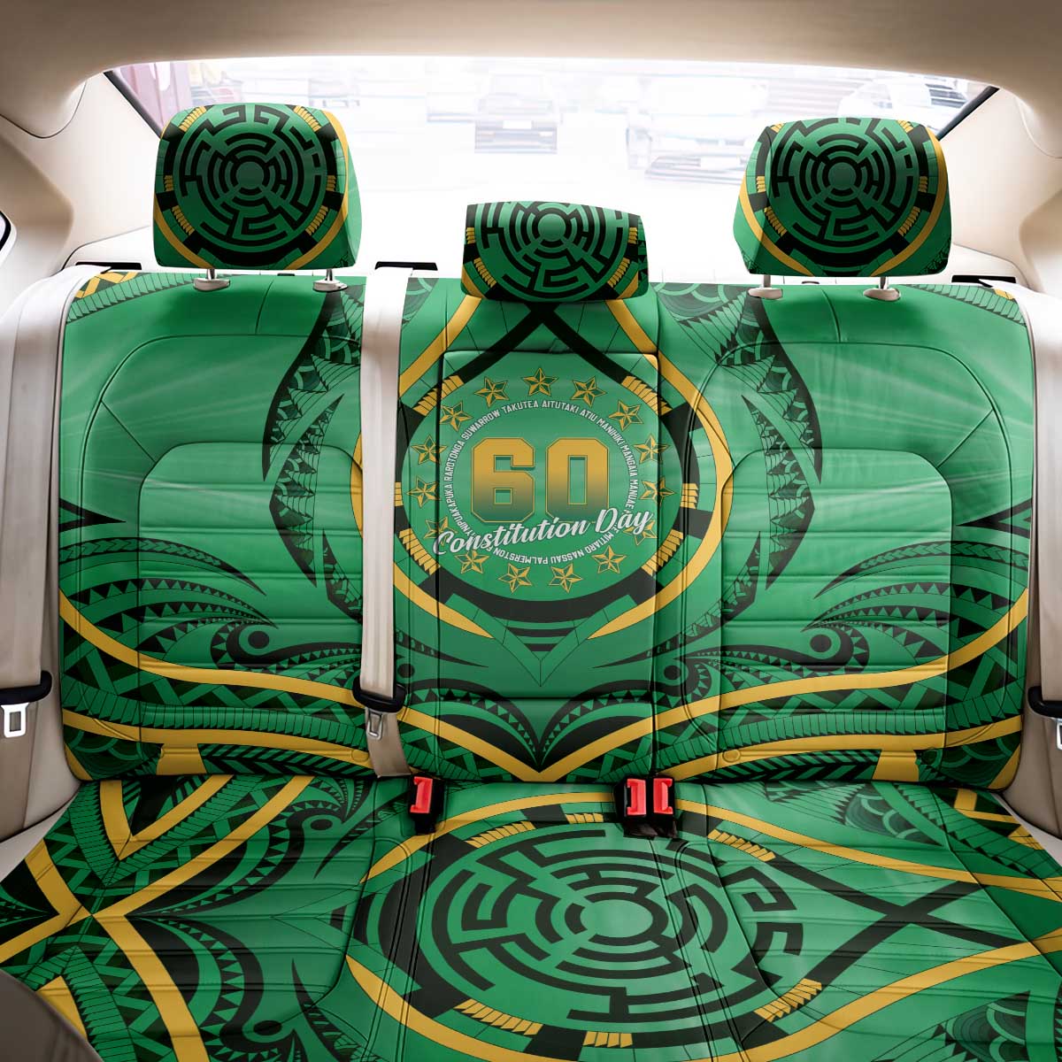 Cook Islands Constitution Day Back Car Seat Cover 60th Anniversary - Polynesian Pride