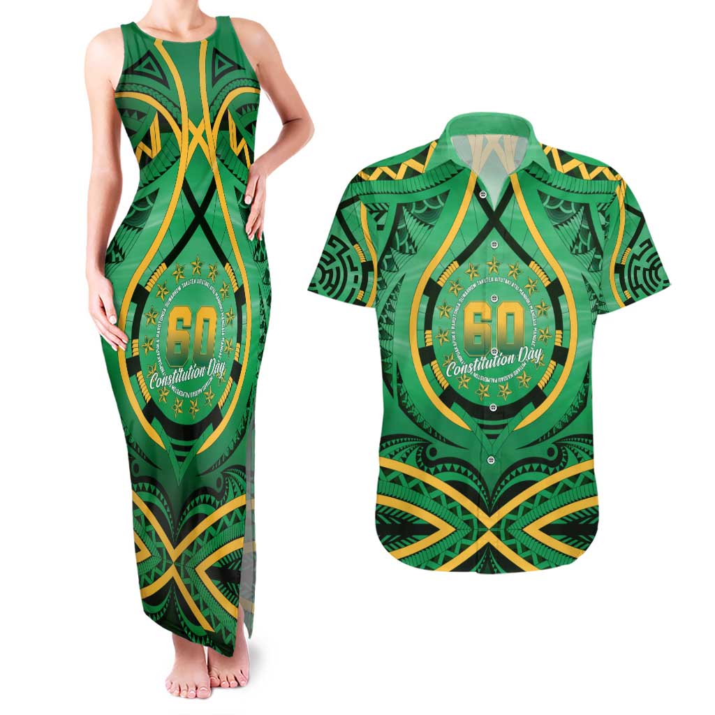Cook Islands Constitution Day Couples Matching Tank Maxi Dress and Hawaiian Shirt 60th Anniversary - Polynesian Pride