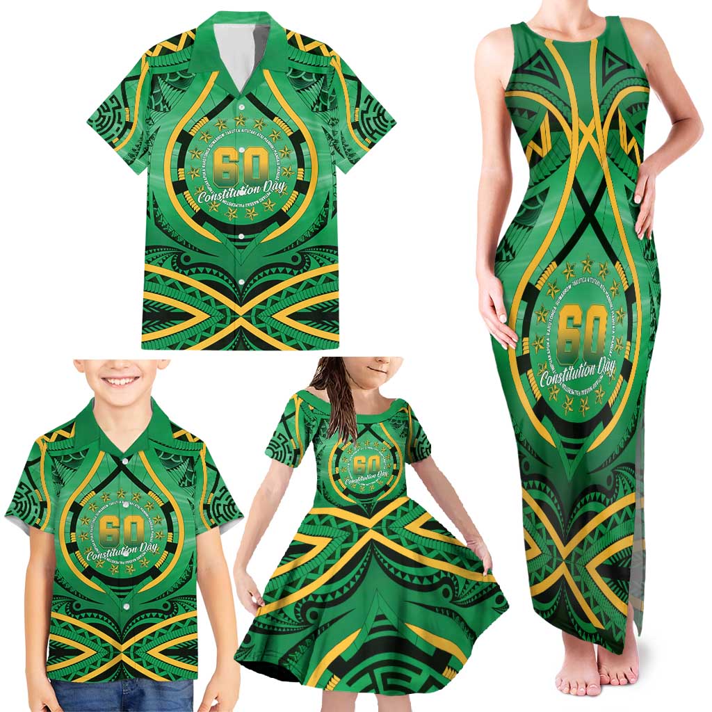 Cook Islands Constitution Day Family Matching Tank Maxi Dress and Hawaiian Shirt 60th Anniversary - Polynesian Pride