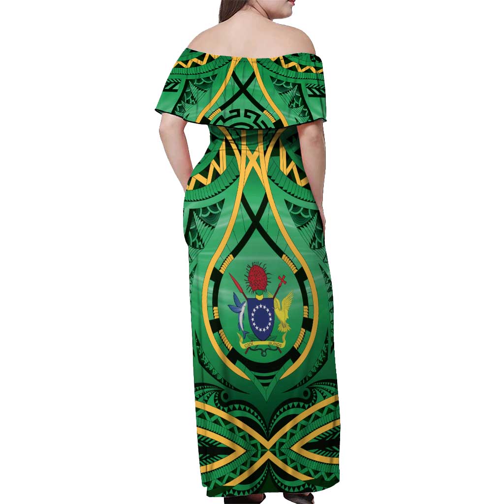 Cook Islands Constitution Day Off Shoulder Maxi Dress 60th Anniversary - Polynesian Pride
