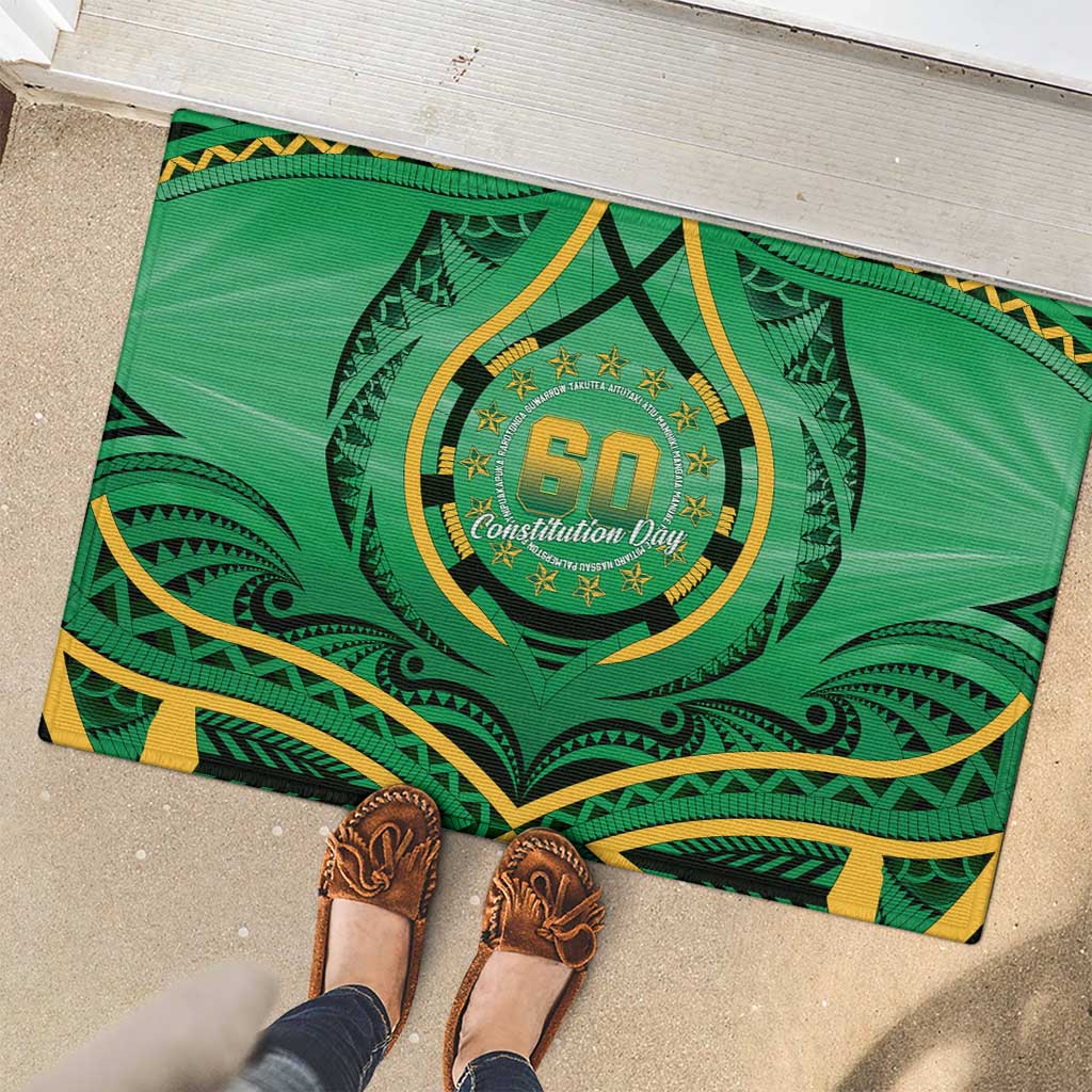 Cook Islands Constitution Day Rubber Doormat 60th Anniversary - Polynesian Pride