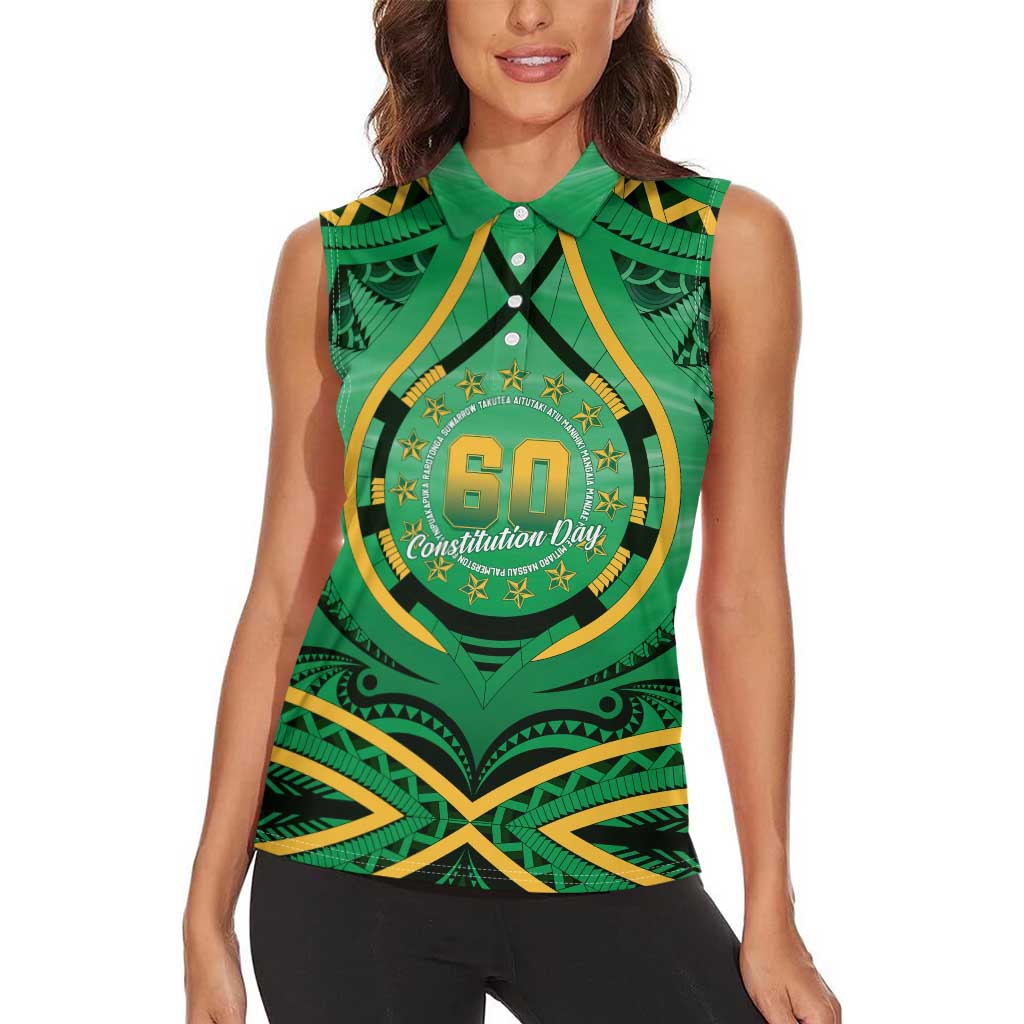 Cook Islands Constitution Day Women Sleeveless Polo Shirt 60th Anniversary - Polynesian Pride