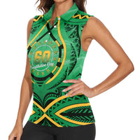 Cook Islands Constitution Day Women Sleeveless Polo Shirt 60th Anniversary - Polynesian Pride