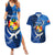 Personalized Tonga Vavau Couples Matching Summer Maxi Dress and Hawaiian Shirt Humpback Whale Coat Of Arms With Ngatu Pattern LT05 Blue - Polynesian Pride