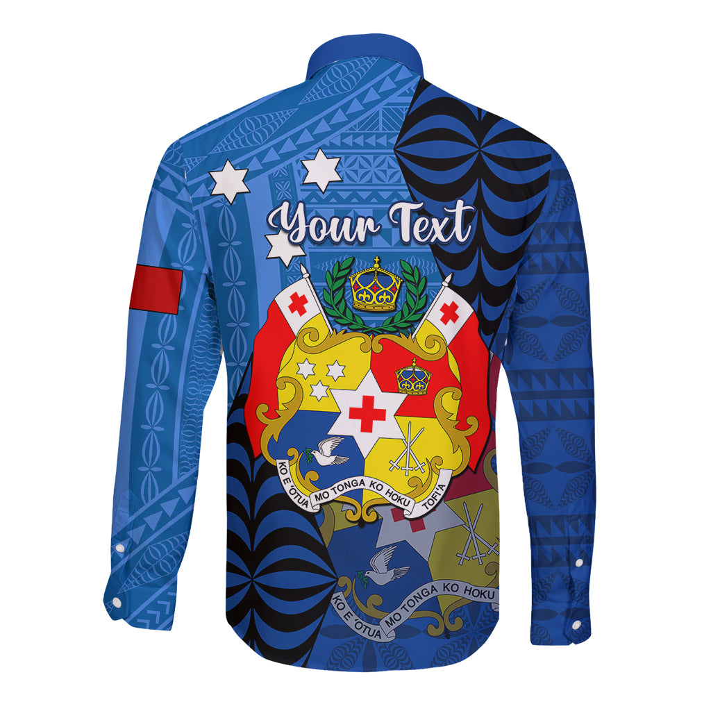 Personalized Tonga Vavau Long Sleeve Button Shirt Humpback Whale Coat Of Arms With Ngatu Pattern LT05 - Polynesian Pride