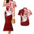 Personalized Tonga Niuas Couples Matching Mermaid Dress and Hawaiian Shirt White Tailed Tropicbird With Ngatu Pattern LT05 Red - Polynesian Pride