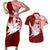 Personalized Tonga Niuas Couples Matching Short Sleeve Bodycon Dress and Hawaiian Shirt White Tailed Tropicbird With Ngatu Pattern LT05 Red - Polynesian Pride