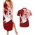 Personalized Tonga Niuas Couples Matching Summer Maxi Dress and Hawaiian Shirt White Tailed Tropicbird With Ngatu Pattern LT05 Red - Polynesian Pride