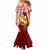 Personalized Tonga Niuas Mermaid Dress White Tailed Tropicbird With Ngatu Pattern LT05 - Polynesian Pride