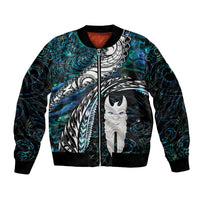 New Zealand Aotearoa Bomber Jacket Maori Hei Rehua Paua Shell Glitter Green