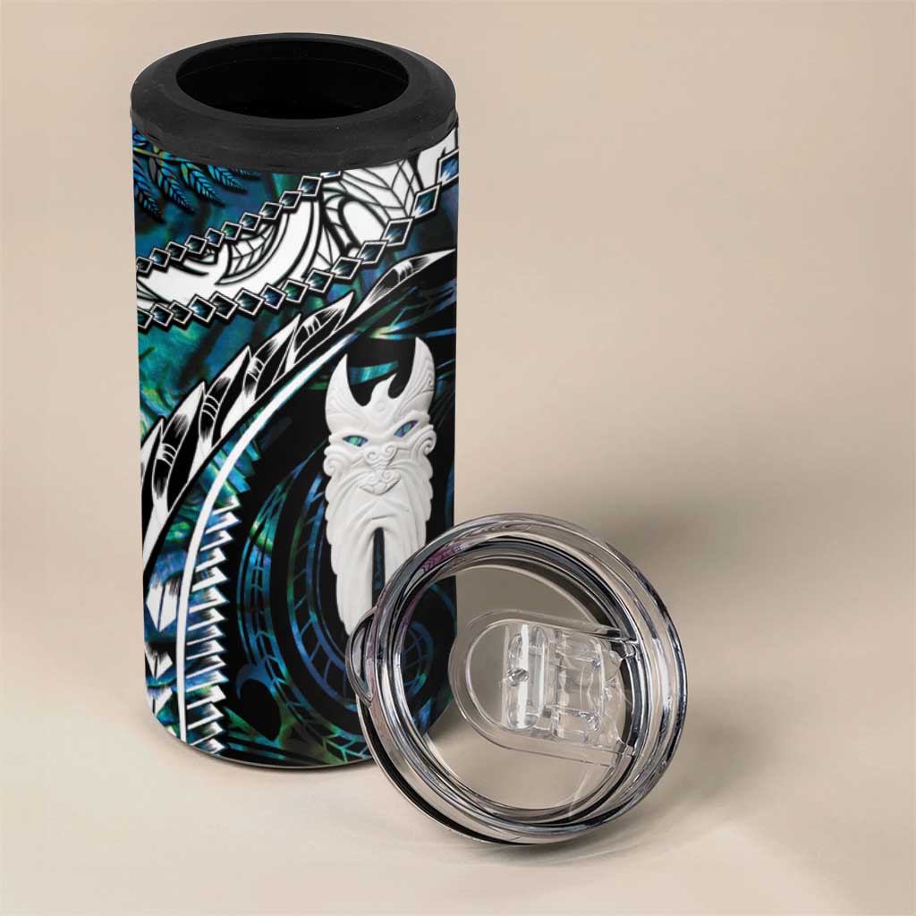 New Zealand Aotearoa 4 in 1 Can Cooler Tumbler Maori Hei Rehua Paua Shell Glitter Green
