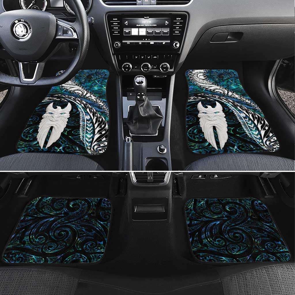 New Zealand Aotearoa Car Mats Maori Hei Rehua Paua Shell Glitter Green