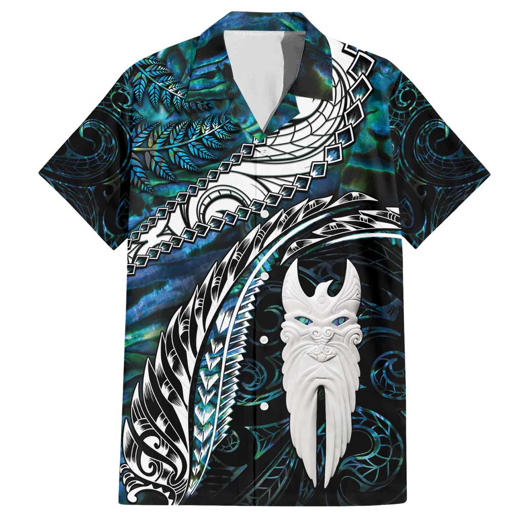 New Zealand Aotearoa Family Matching Long Sleeve Bodycon Dress and Hawaiian Shirt Maori Hei Rehua Paua Shell Glitter Green LT05 Dad's Shirt - Short Sleeve Green - Polynesian Pride
