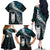 New Zealand Aotearoa Family Matching Off The Shoulder Long Sleeve Dress and Hawaiian Shirt Maori Hei Rehua Paua Shell Glitter Green