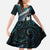 New Zealand Aotearoa Family Matching Off Shoulder Maxi Dress and Hawaiian Shirt Maori Hei Rehua Paua Shell Glitter Green