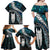 New Zealand Aotearoa Family Matching Off Shoulder Maxi Dress and Hawaiian Shirt Maori Hei Rehua Paua Shell Glitter Green