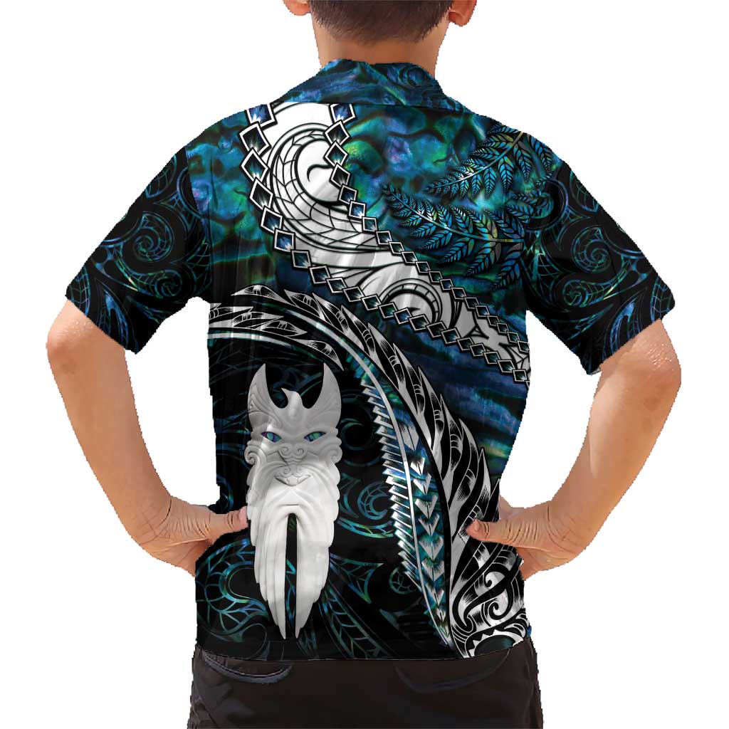 New Zealand Aotearoa Family Matching Short Sleeve Bodycon Dress and Hawaiian Shirt Maori Hei Rehua Paua Shell Glitter Green LT05 - Polynesian Pride