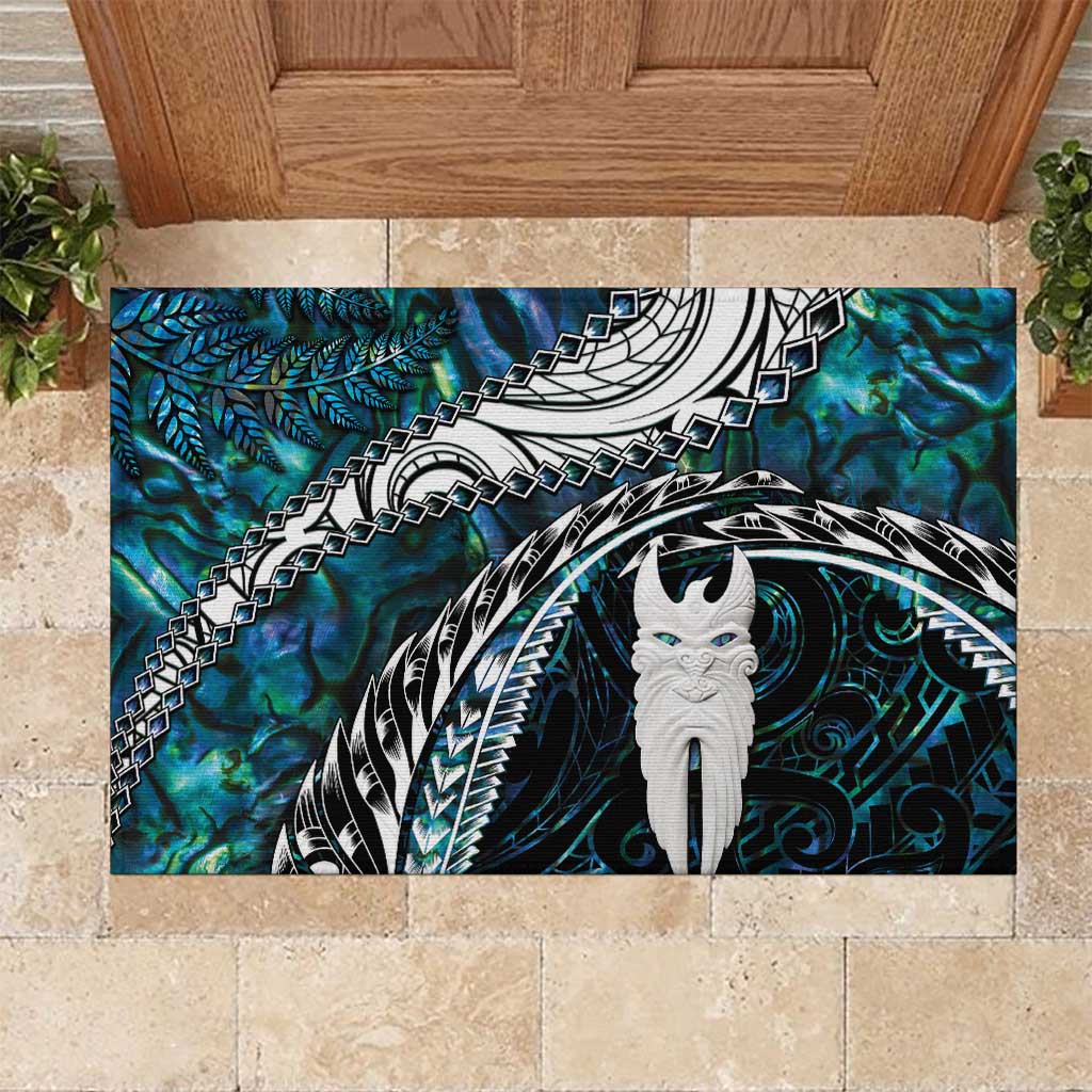 New Zealand Aotearoa Rubber Doormat Maori Hei Rehua Paua Shell Glitter Green LT05 Green - Polynesian Pride