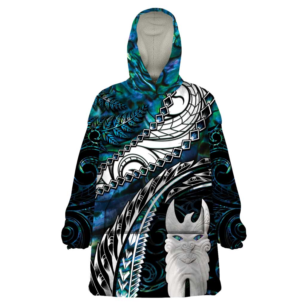 New Zealand Aotearoa Wearable Blanket Hoodie Maori Hei Rehua Paua Shell Glitter Green