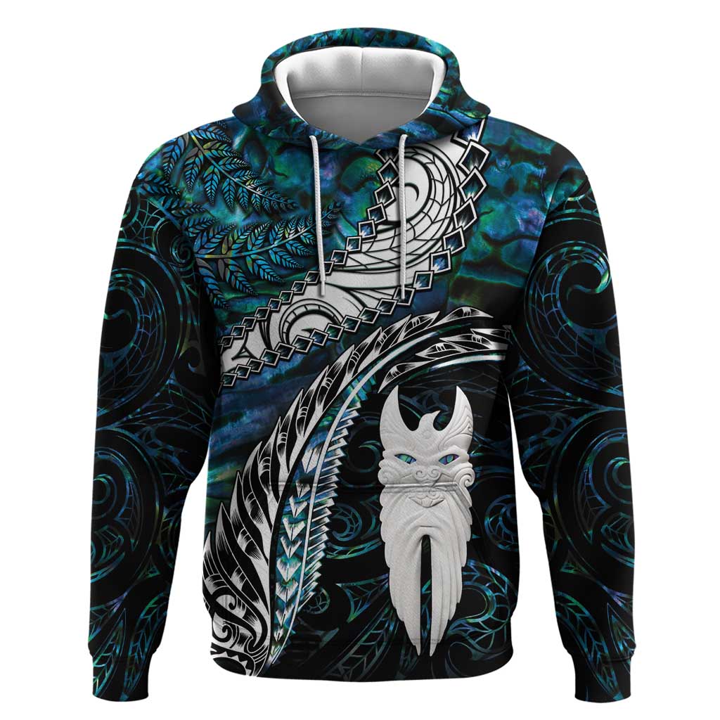 New Zealand Aotearoa Zip Hoodie Maori Hei Rehua Paua Shell Glitter Green