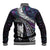 New Zealand Aotearoa Baseball Jacket Maori Hei Rehua Paua Shell Glitter Purple