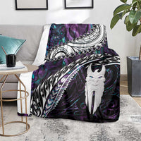 New Zealand Aotearoa Blanket Maori Hei Rehua Paua Shell Glitter Purple LT05 - Polynesian Pride