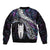 New Zealand Aotearoa Bomber Jacket Maori Hei Rehua Paua Shell Glitter Purple