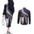 New Zealand Aotearoa Couples Matching Off The Shoulder Long Sleeve Dress and Long Sleeve Button Shirt Maori Hei Rehua Paua Shell Glitter Purple