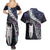 New Zealand Aotearoa Couples Matching Summer Maxi Dress and Hawaiian Shirt Maori Hei Rehua Paua Shell Glitter Purple